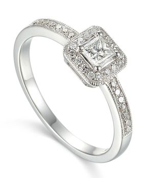 Pierścionek złoty DIAMENT białe złoto, diamenty, kwadrat, zaręczynowy. Pierścionki zaręczynowe. 38150R001-G1Q3.jpg